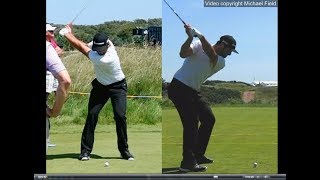 Jon Rahm golf swing  Long Iron faceon amp downtheline July 2017 [upl. by Paik]