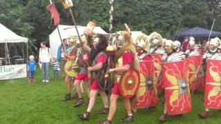 Roman Reenactment at the Amphitheatre in Caerleon Marching In [upl. by Akenna]