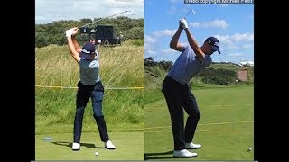 Justin Thomas golf swing  Long Iron faceon amp downtheline July 2017 [upl. by Alag]