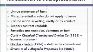 Misrepresentation Lecture 1 of 4 [upl. by Catherina]